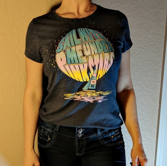 Pink VS sail with me under pink stars shirt size L - Picture 1 of 4